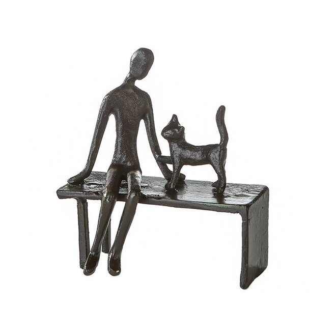 Metal-Sculpture 'Woman with cat'