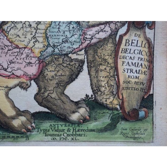 Verkocht - Collectie Gouldmaps - Leo Belgicus; F. Strada - De Bello Belgico (..) -1640