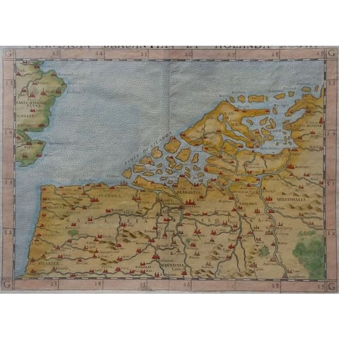 Collectie Gouldmaps - De lage landen; G. Ruscelli - Flandra Brabantia et Holanda Nvova - 1574