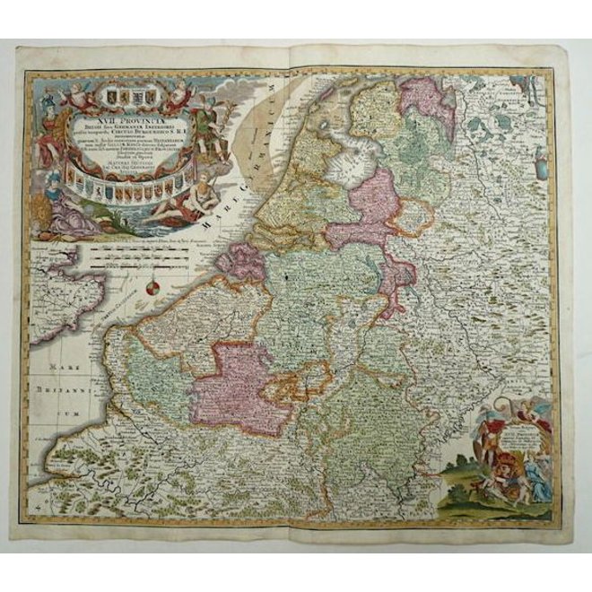 Verkocht - Collectie Gouldmaps - XVII Provinciën; M. Seutter - XVII Provinciae Belgii sive Germeniae Inferioris. - 1745