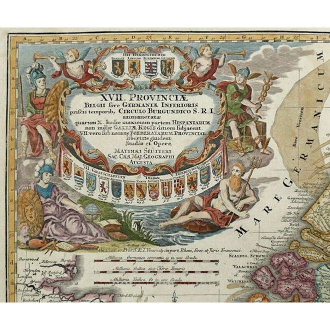 Verkocht - Collectie Gouldmaps - XVII Provinciën; M. Seutter - XVII Provinciae Belgii sive Germeniae Inferioris. - 1745