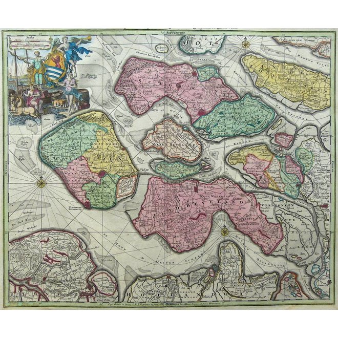 Verkocht - Collectie Gouldmaps - Zeeland; Seutter M. - Zeelandiae Comitatus (..) - 1734
