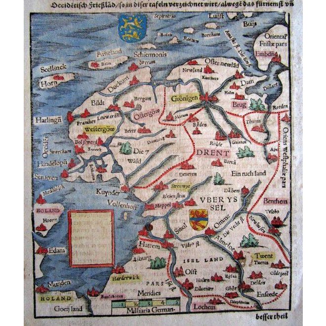 Collectie Gouldmaps - Friesland, Groningen, Drenthe, Overijssel; S. Münster - Beschreibung des Occidentischen Frieszlands - 1580