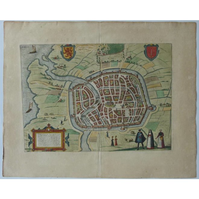 Verkocht - Collectie Gouldmaps - Haarlem - F. Hogenberg / J. Janssonius - Harlemum (..). - 1657