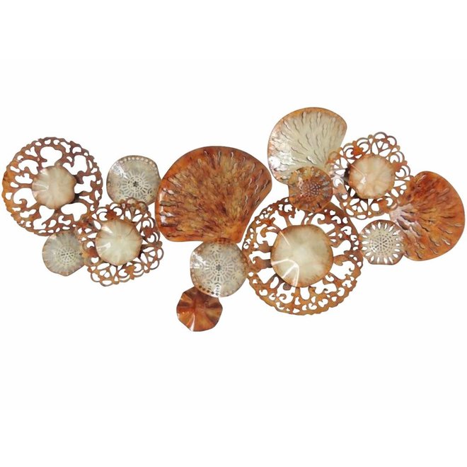 Wall Art Brown Metal Doilies 140x65