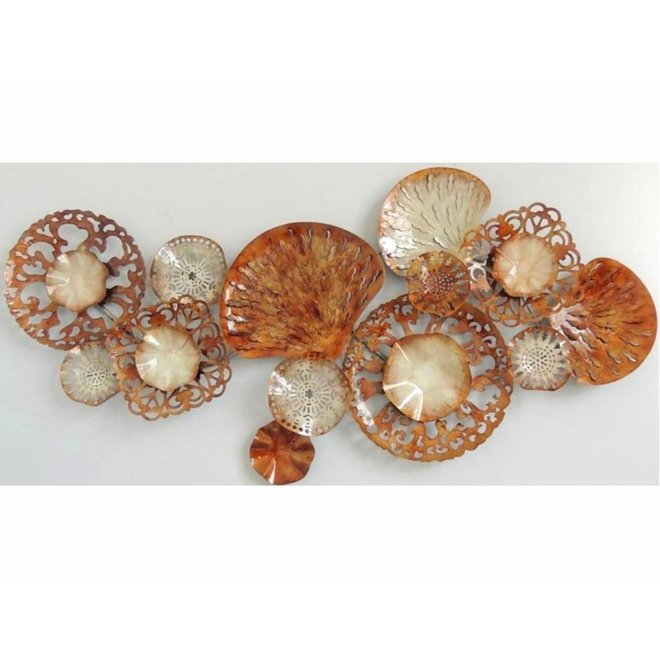 Wall Art Brown Metal Doilies 140x65