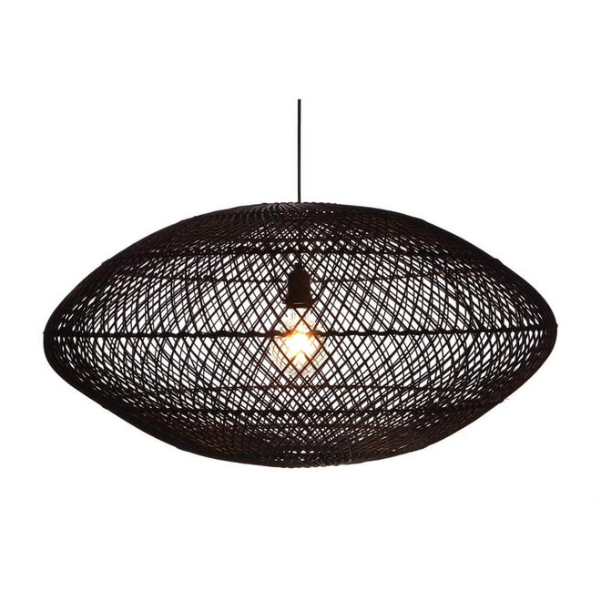 Rattan hanglamp UFO zwart