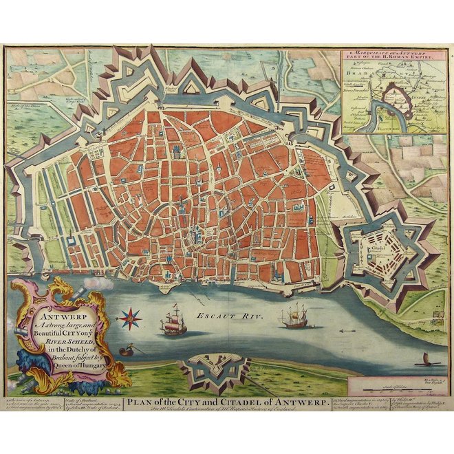 Verkocht Collectie Gouldmaps - Antwerpen; J. Basire / N. Tindal - Antwerp A strong, large and Beautiful City (..) - 1751