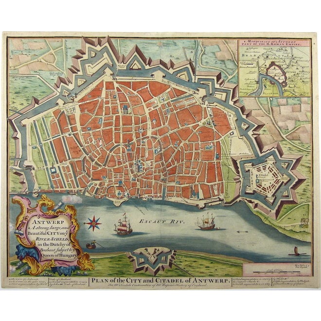 Verkocht Collectie Gouldmaps - Antwerpen; J. Basire / N. Tindal - Antwerp A strong, large and Beautiful City (..) - 1751