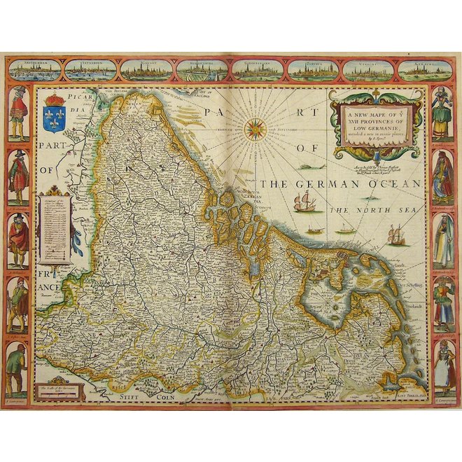 Collectie Gouldmaps - XVII provinciën; J. Speed - A New Mape of ye XVII Provinces of Low Germanie (..) - 1676