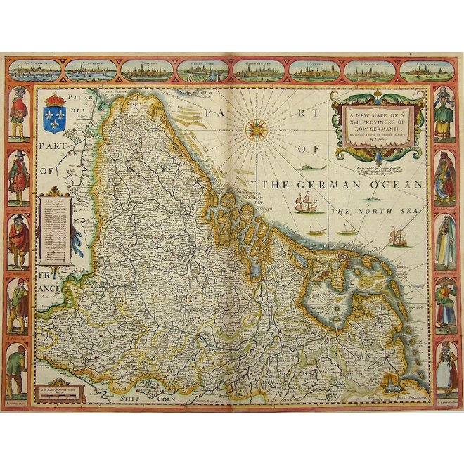 Collectie Gouldmaps - XVII provinciën; J. Speed - A New Mape of ye XVII Provinces of Low Germanie (..) - 1676