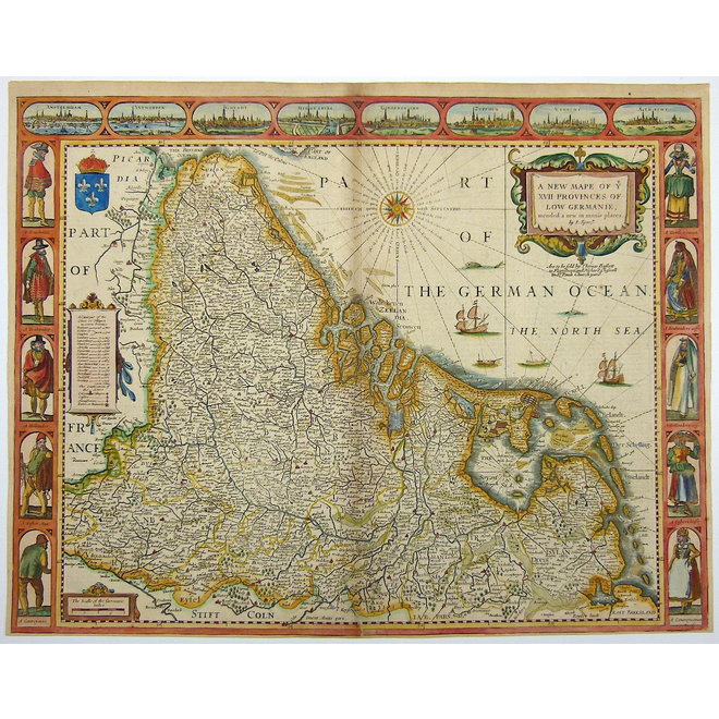 Collectie Gouldmaps - XVII provinciën; J. Speed - A New Mape of ye XVII Provinces of Low Germanie (..) - 1676