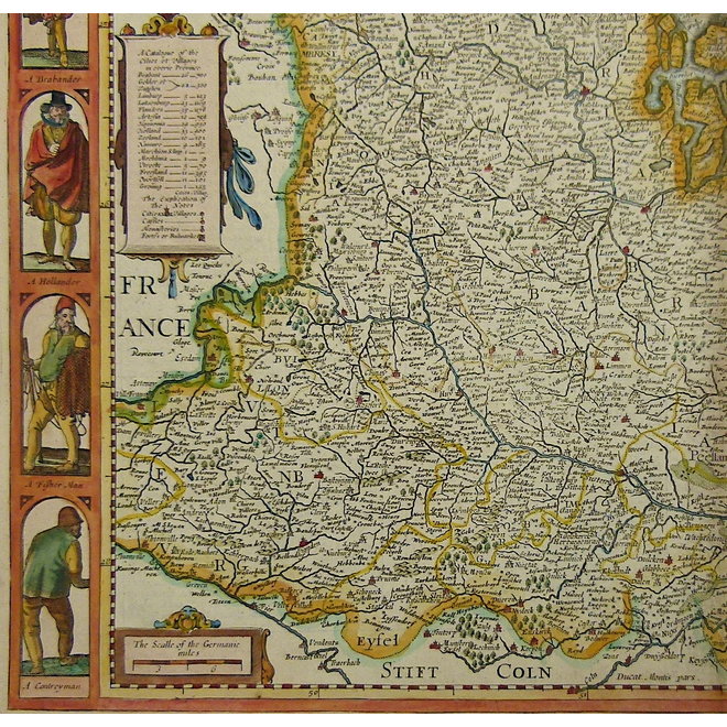 Collectie Gouldmaps - XVII provinciën; J. Speed - A New Mape of ye XVII Provinces of Low Germanie (..) - 1676