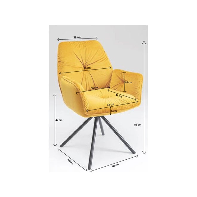 Chair with armrest Mila Yellow