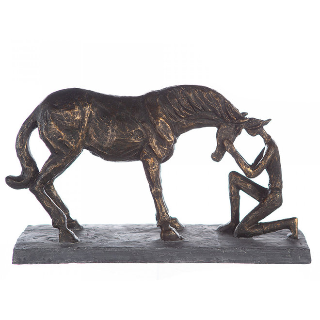 Figuur 'Comprehension', polyresin, antique bronze finish, L32cm