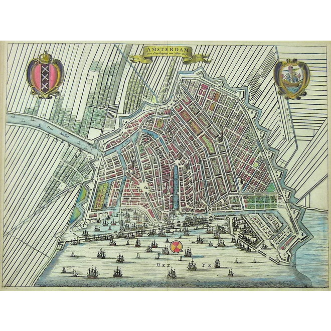 Verkocht - Collectie Gouldmaps - Amsterdam - J. van Meurs - Amsterdam met d'uytlegging van 't Jaer 1613. - 1663