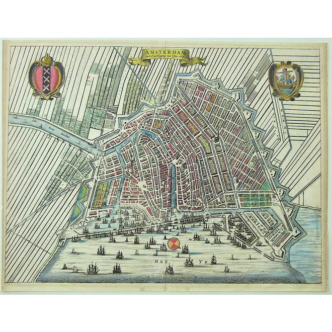 Verkocht - Collectie Gouldmaps - Amsterdam - J. van Meurs - Amsterdam met d'uytlegging van 't Jaer 1613. - 1663