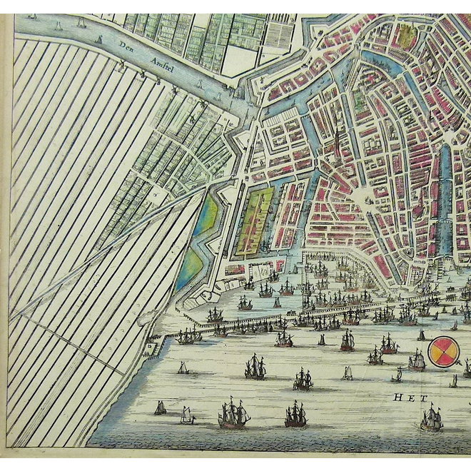 Verkocht - Collectie Gouldmaps - Amsterdam - J. van Meurs - Amsterdam met d'uytlegging van 't Jaer 1613. - 1663