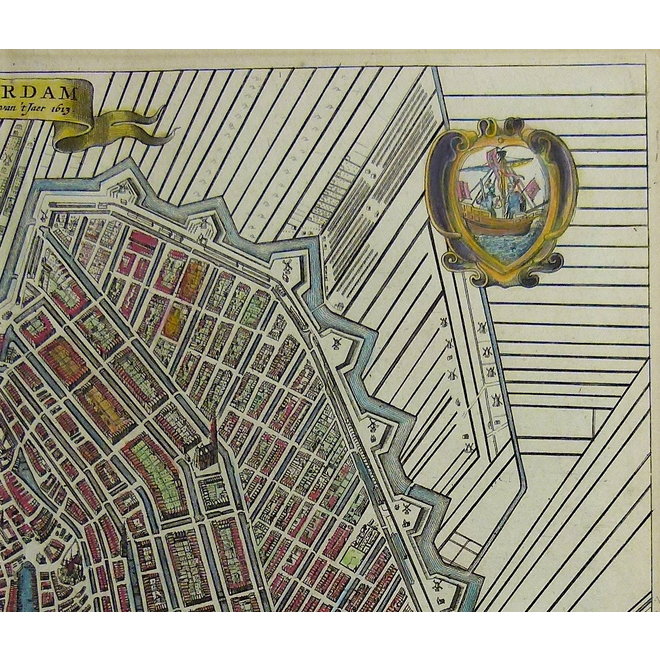 Verkocht - Collectie Gouldmaps - Amsterdam - J. van Meurs - Amsterdam met d'uytlegging van 't Jaer 1613. - 1663