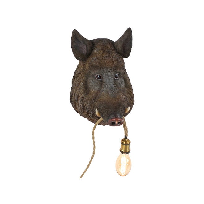 Wandlamp Wildzwijn Willy, bruin H50cm