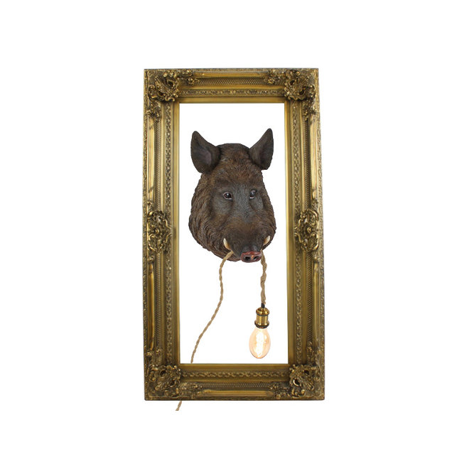 Wandlamp Wildzwijn Willy, bruin H50cm