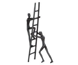 GILDE GLAS art Decoratief object sculptuur op zwarte metalen standaard - kunstobject handgeschilderd - veelkleurig hoogte 41 cm