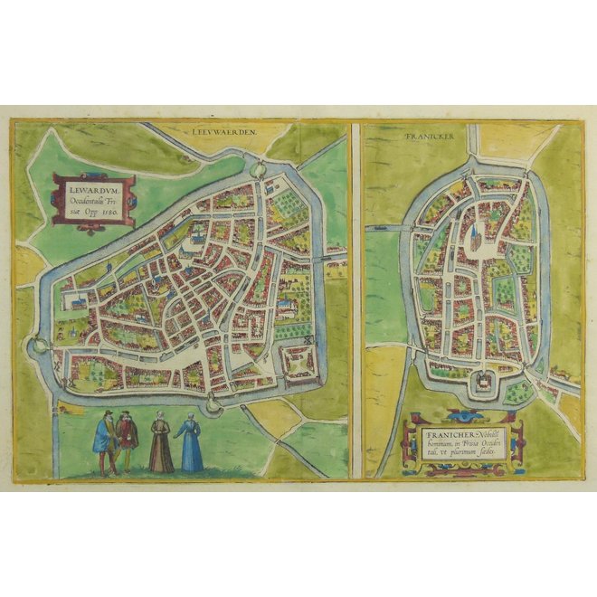 Collectie Gouldmaps - Leeuwarden, Franeker; G. Braun & F. Hogenberg – Lewardum (..), Franicher (..) - 1572-1617