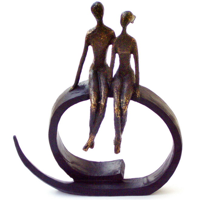 Figuur 'Close', polyresin, antique bronze finish, H35cm