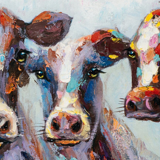 Canvas schilderij Coloured Cows 60x60 A