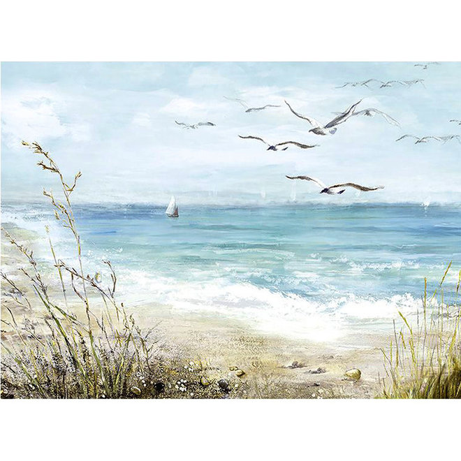 Canvas schilderij Beach, sailboat 60x80