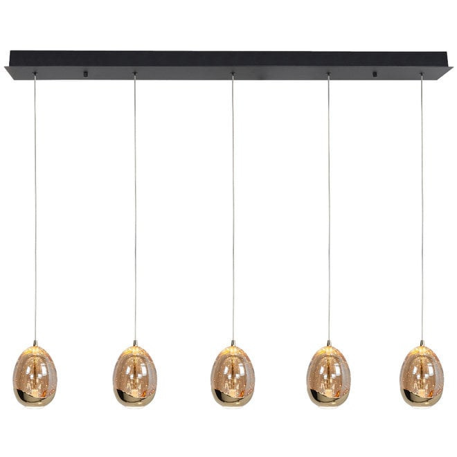 Hanglamp Golden Egg, 5-lichts L107cm