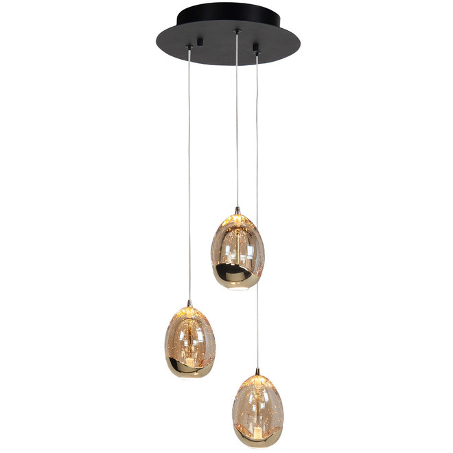 Hanglamp Golden Egg, rond 3-lichts Ø25cm