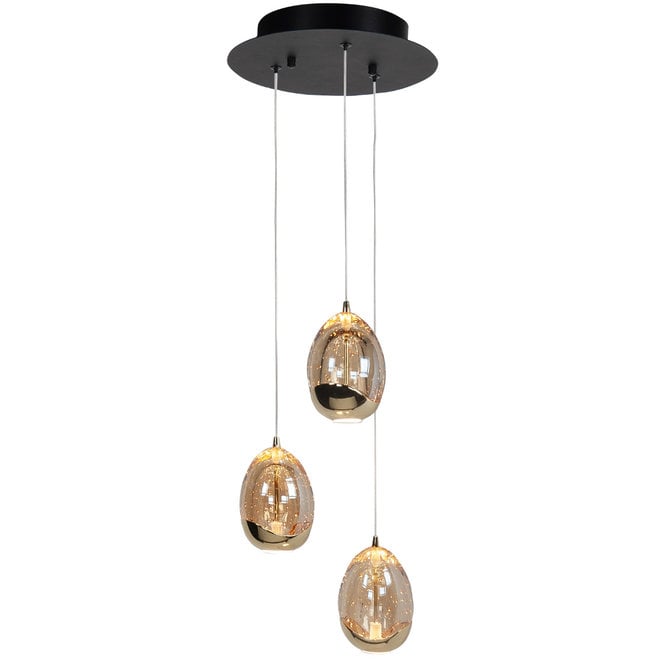 Hanglamp Golden Egg, rond 3-lichts Ø25cm