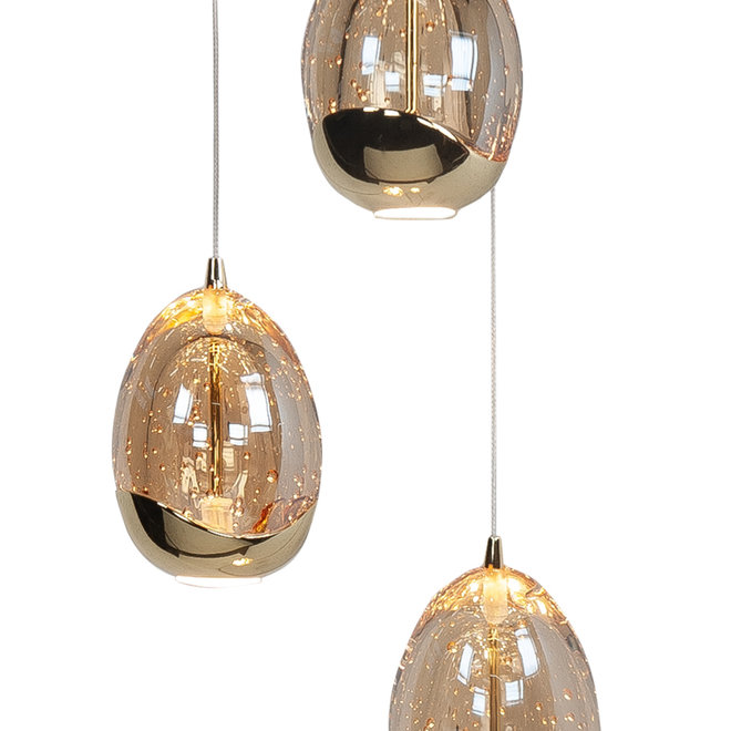 Hanglamp Golden Egg, rond 3-lichts