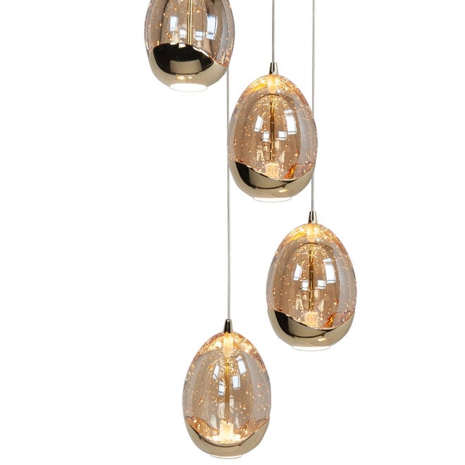 Hanglamp Golden Egg, rond 5-lichts Ø30cm