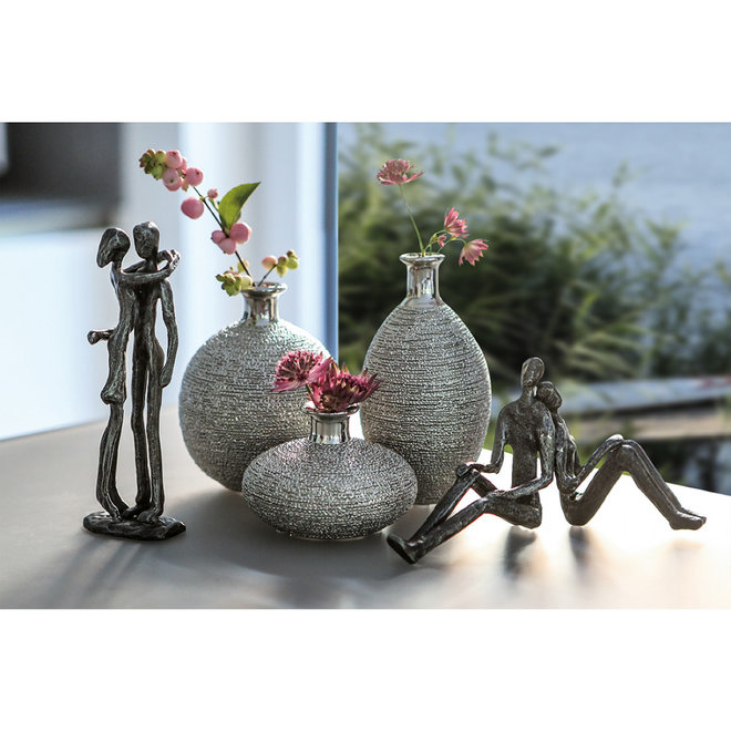 Metal-Sculpture 'Dreaming', antique silver finish