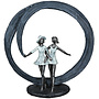 Figuur 'More than Friends', polyresin, antique silver finish