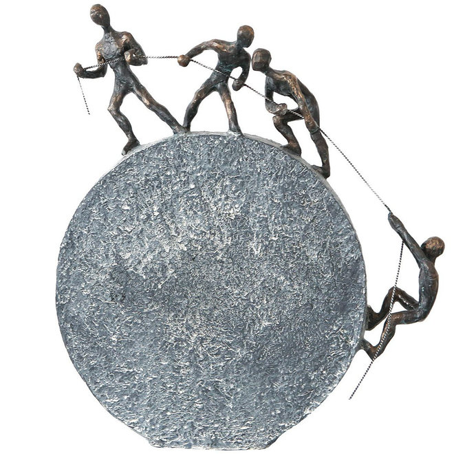 Figuur 'Lifting', polyresin, antique bronze finish, H35cm