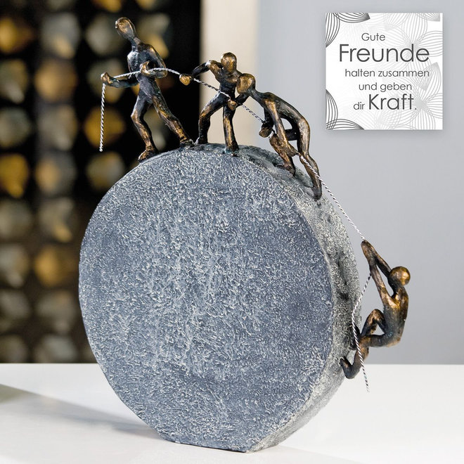 Figuur 'Lifting', polyresin, antique bronze finish, H35cm