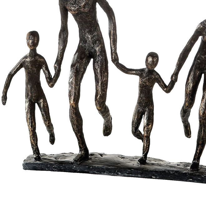 Figuur 'gelukkige Familie', polyresin, antique bronze finish, H32cm