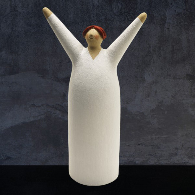 Vrolijke Vrouw, Freudenmädchen, Keramiek wit H27cm
