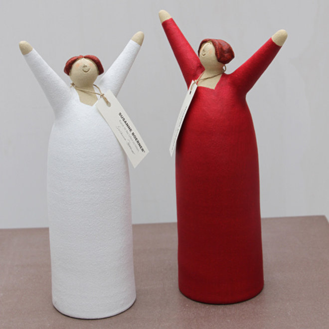 Vrolijke Vrouw, Freudenmädchen, Keramiek wit H27cm