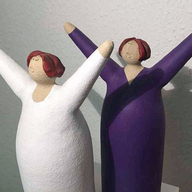 Vrolijke Vrouw, Freudenmädchen, Keramiek wit H27cm