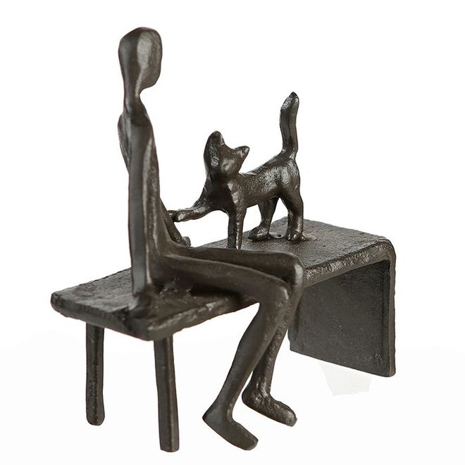 Metal-Sculpture 'Woman with cat'