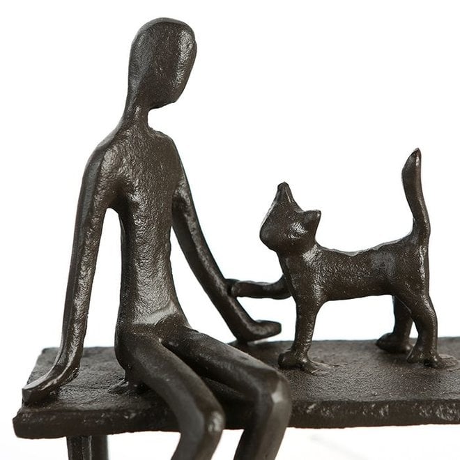 Metal-Sculpture 'Woman with cat'