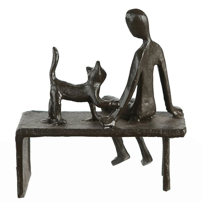 Metal-Sculpture 'Woman with cat'