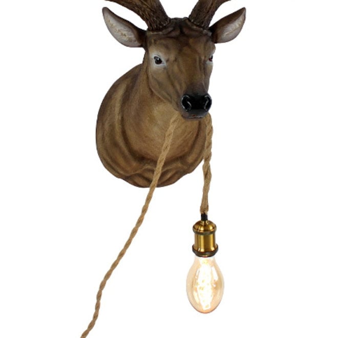 Wandlamp Hert Harry, bruin H73cm