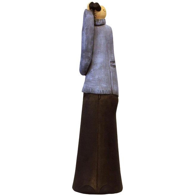 Stoere Man in coltrui met Verrekijker Keramiek H42 cm
