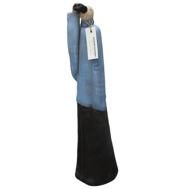 Stoere Man in coltrui met Verrekijker Keramiek H42 cm