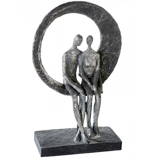 Figuur 'Love Place', polyresin, antique silver finish